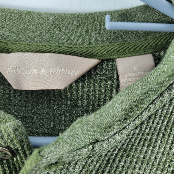 Taylor & Henry Men's 3 Button Pull Over Thermal Sweater Size L 112322-0037 - Picture 3 of 4